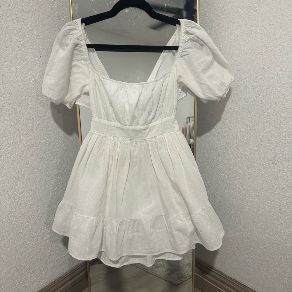 White Puff Sleeve Dress